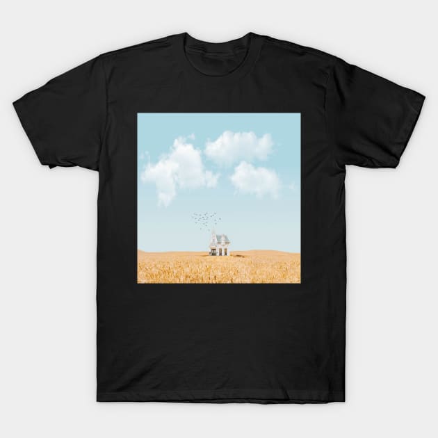 Lonely House In The Middle Of Crop Field Landscape Photography T-Shirt by mikels